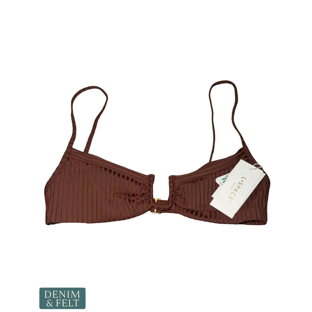 NEW L*Space Ribbed U-Wire Bikini Top Chocolate Brown Eco Chic Swimwear